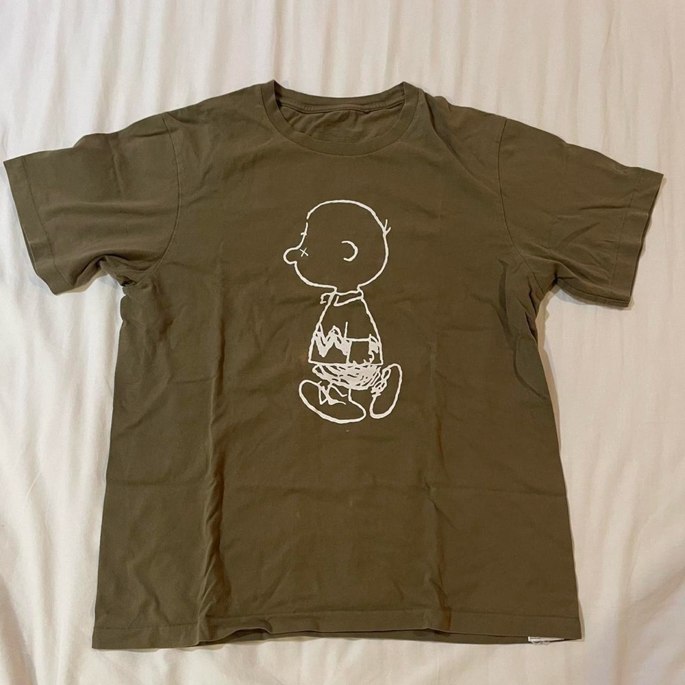 Kids Olive Green Graphic T-Shirt